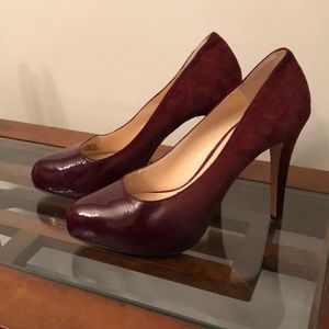 Vince Camuto Burgundy Patent & Suede Pumps NWOT